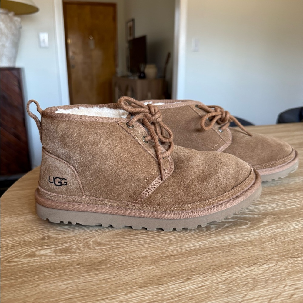 UGG Tan Suede Lace-Up Boots